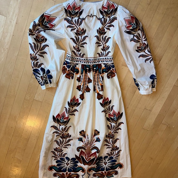 NEW FARM Rio cream with florals maxi dress, XXS, GD1192 - Picture 5 of 6